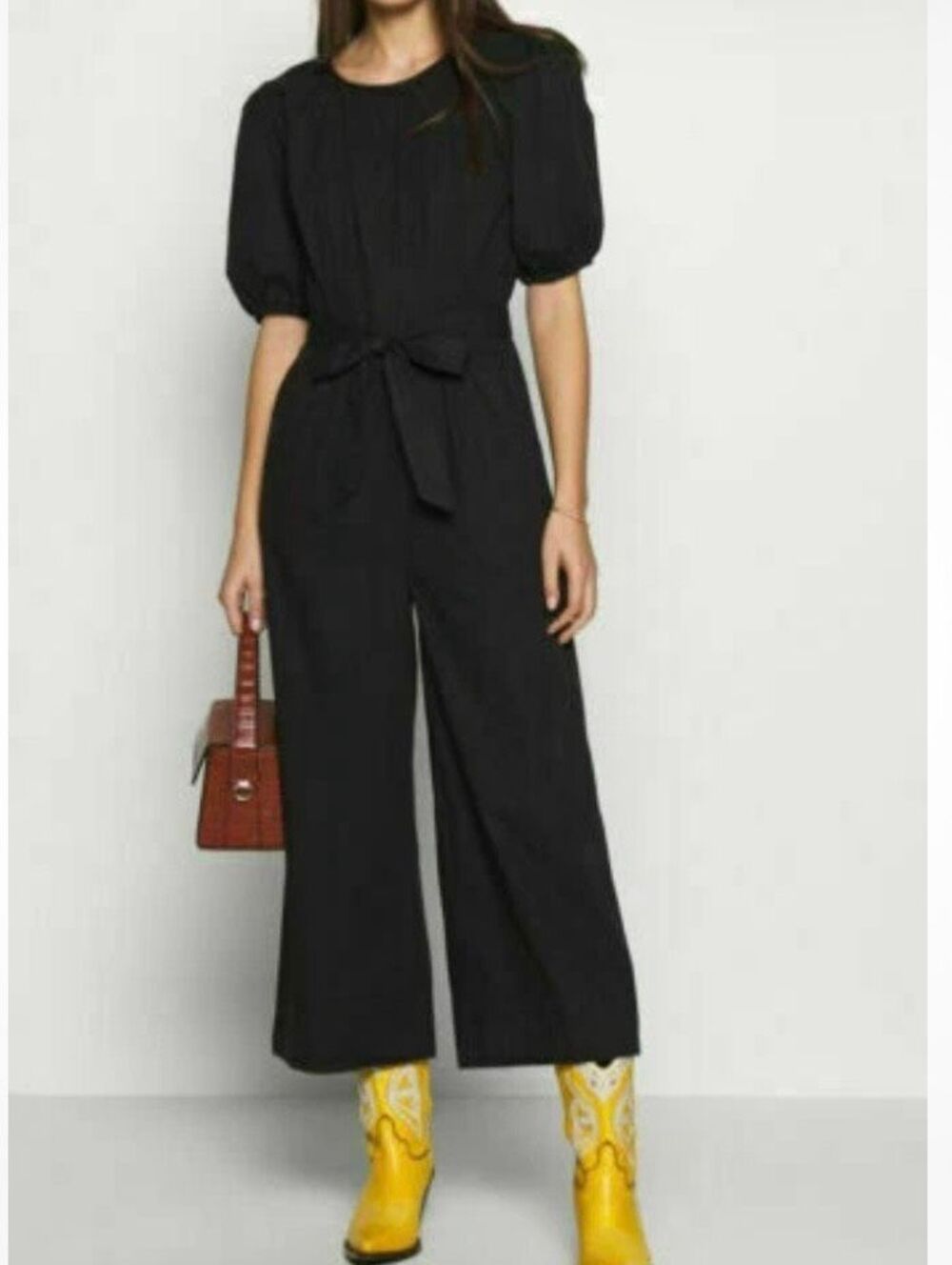 Banana republic NWT black puff sleeve jumpsuit size 8 petite